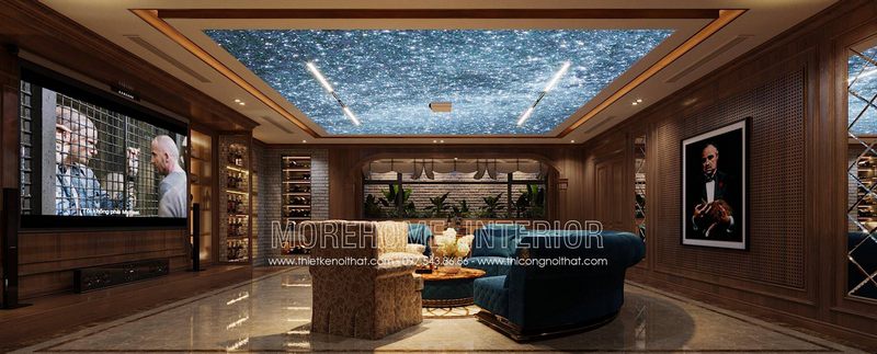 Tủ rượu được thiết kế để lưu trữ rượu trong tầng hầm của biệt thự.